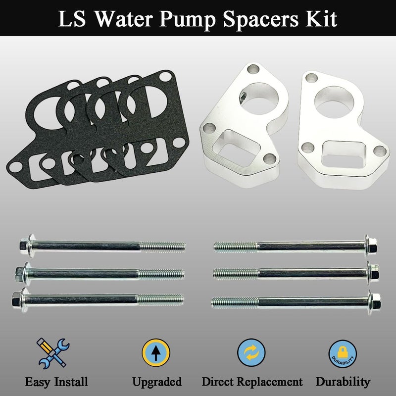 LLANNDER LS Water Pump Spacers Kit Adapter Swap for Camaro LS1/LS6 to Truck LQ4/LQ9/5.3L/6.0L Gen III/IV Engines (1998-2019) - Image 2
